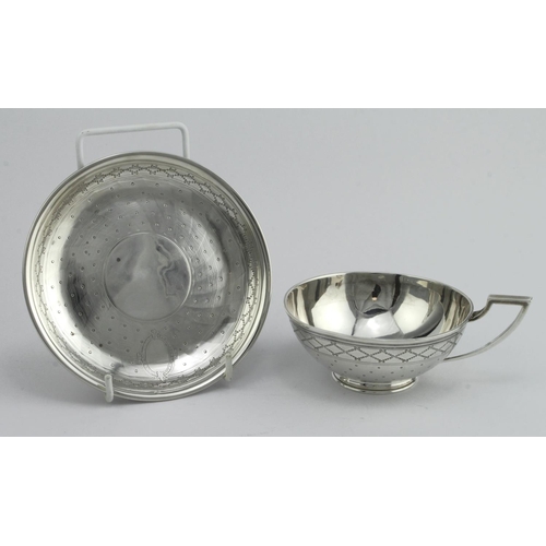 509 - French silver cup and saucer c1900, both parts marked for Charles Harleux of Paris and each part has... 