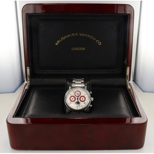 51 - Gents Belgravia stainless steel and silver manual wind chronograph 43mm wristwatch, ref. 3669, limit... 