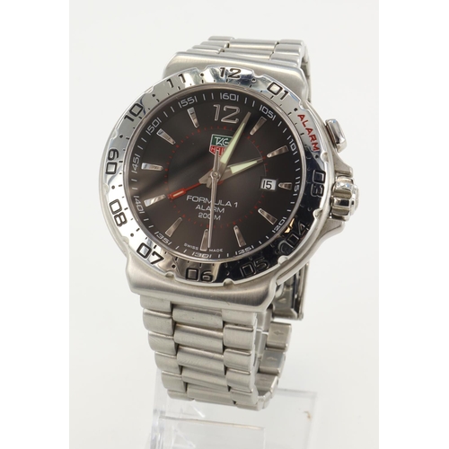 52 - Tag Heuer Formula 1 Alarm 41mm stainless steel gents quartz wristwatch, ref.WAC111A. The black dial ... 