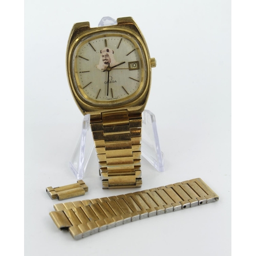 54 - Gents gold plated 1978 Omega automatic wristwatch. The gilt dial with stick markers, black outer min... 