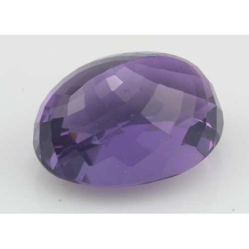 546 - Loose certificated amethyst, facet oval 50ct, measuring 25mm x 20mm x 15mm, certificated by Indra Ge... 