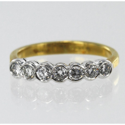 579 - 18ct yellow gold diamond halo eternity ring, seven round brilliant cut diamonds, TDW approx. 0.49ct,... 