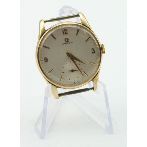 58 - Gents 9ct gold cased Omega manual wind wristwatch, circa 1961. The champagne dial with Arabic numera... 