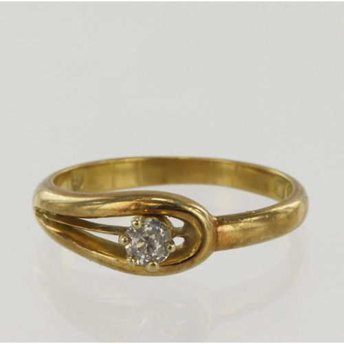 608 - 18ct yellow gold Victorian diamond keeper ring, old  cut approx. 0.12ct, hallmarked Birmingham 1892,... 