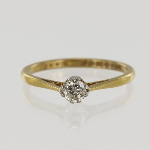 633 - 18ct yellow gold diamond solitaire ring, one round brilliant cut approx. 0.25ct, estimated colour ap... 