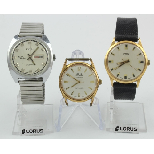 64 - Oris, three manual wind gents wristwatches. Models include; Twin Date, Super and one unmarked. Both ... 