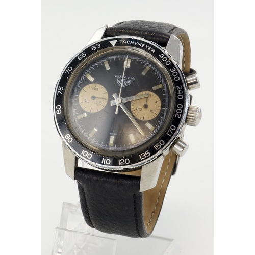 65 - Heuer Autavia stainless steel cased gents manual wind chronograph wristwatch, ref. 7763, serial 132x... 