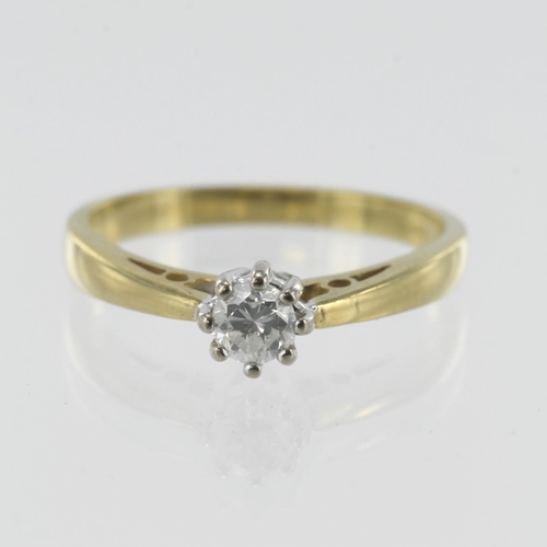 655 - 18ct yellow gold diamond solitaire ring, round brilliant cut approx. 0.20ct, estimated colour approx... 