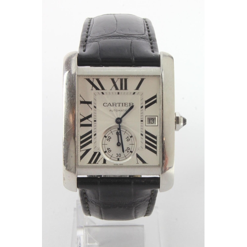 70 - Cartier Tank MC stainless steel cased automatic gents wristwatch, ref. 3589. The silvered flinqu� di... 