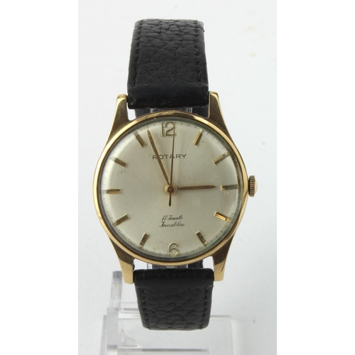 76 - Gents 9ct cased Rotary manual wind wristwatch, hallmarked 1961. The cream dial with gilt baton marke... 