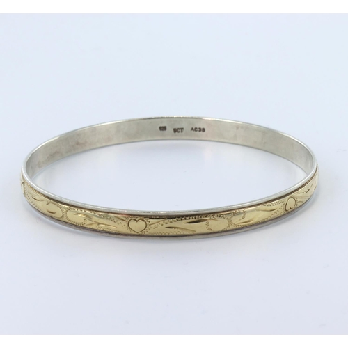 804 - 9ct Gold & Silver bangle, total weight 17g