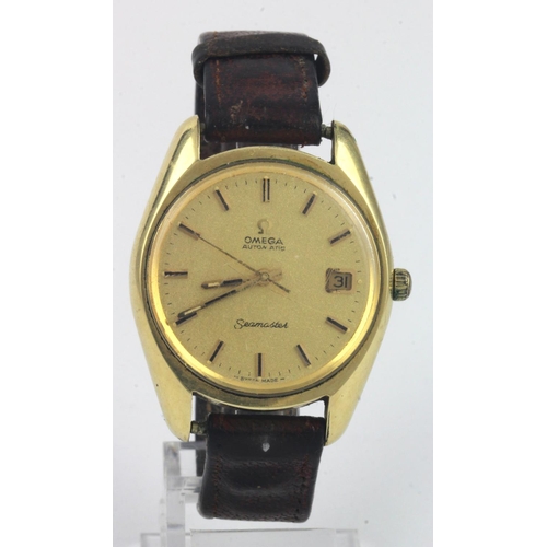 99 - Gents gold plated Omega Seamaster automatic wristwatch. Circa 1973. The gilt dial with gilt baton ma... 