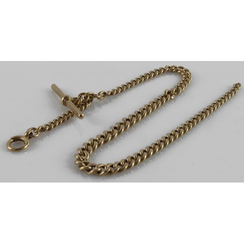 992 - 15ct yellow gold antique Albert pocket watch chain, graduated curb links each stamped '15, .625', in... 