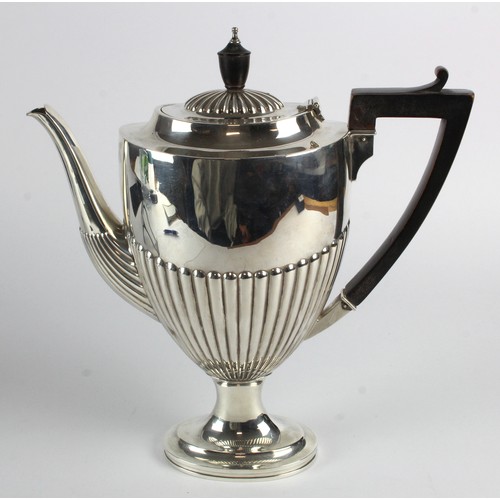 437 - Queen Anne style Victorian silver coffee pot (with silver mounted internal coffee bag) hallmarked fo... 