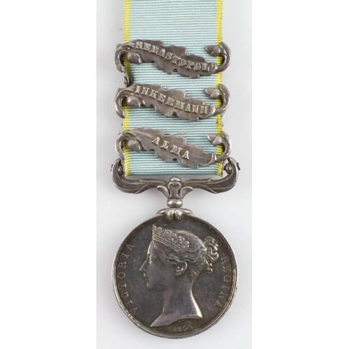 1039 - Crimea Medal 1854 with clasps Alma, Inkermann and Sebastopol, named (No3247 William Tyler 1th Battn ... 