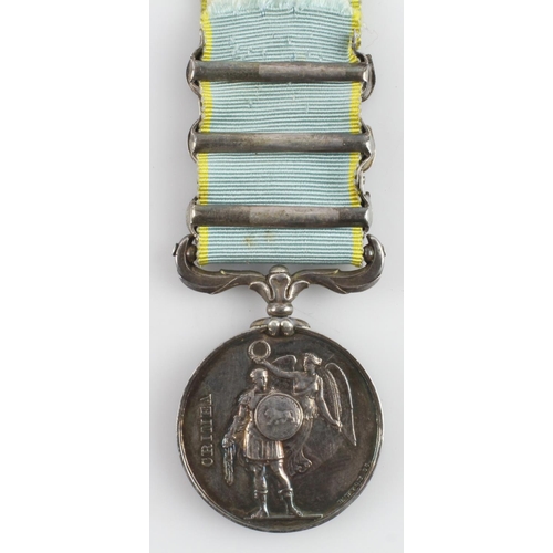 1039 - Crimea Medal 1854 with clasps Alma, Inkermann and Sebastopol, named (No3247 William Tyler 1th Battn ... 