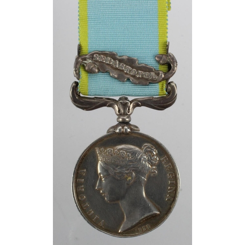 1042 - Crimea Medal 1854 with Sebastopol clasp, engraved (Pte J Kernon 38th Foot). South Staffordshire. Wit... 