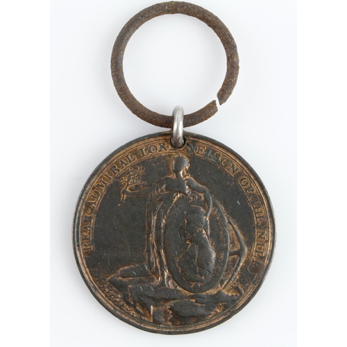 1051 - Davison's Nile Medal 1798 with traces of gilt = Petty Officers issue. Unnamed, holed at 12 o'clock