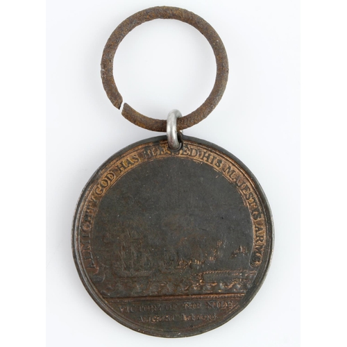 1051 - Davison's Nile Medal 1798 with traces of gilt = Petty Officers issue. Unnamed, holed at 12 o'clock