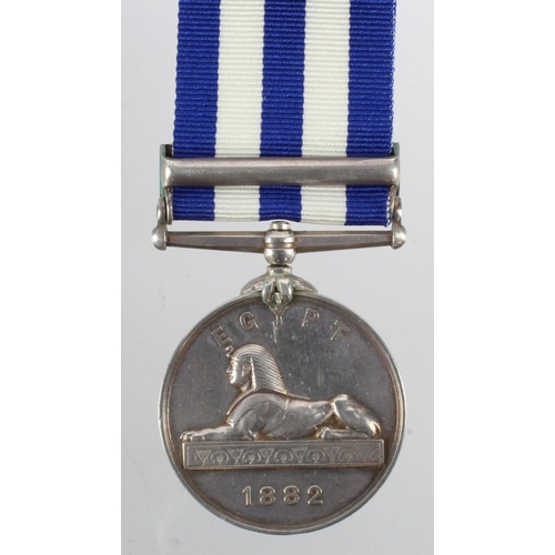 1083 - Egypt Medal dated 1882 with Alexandria 11th July, named (H J Bartlett AB HMS Temeraire). With resear... 