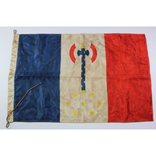 1101 - France a Melice / Vichy period silk flag, 3 feet long, service wear.