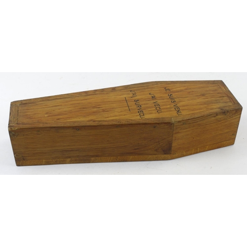 1104 - French fund raising money box in the form of a coffin possibly used for raising funds for wounded Fr... 