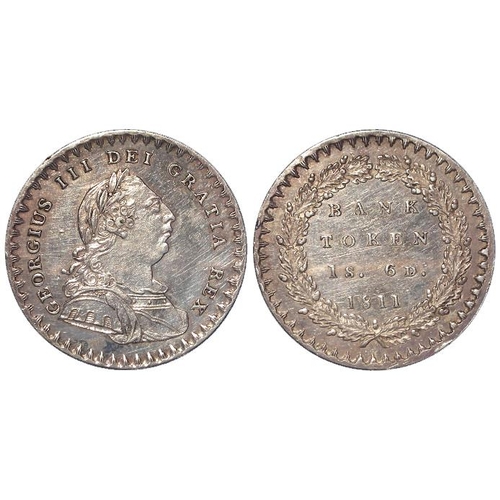 111 - Eighteen pence bank token, 1811. Cleaned GVF.