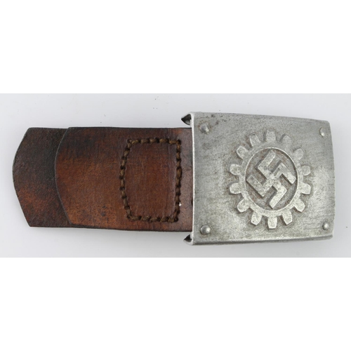 1124 - German 3rd Reich Deutsch Arbeits Front (German Factory Workers) Leaders Buckle & leather Tab Dated 1... 