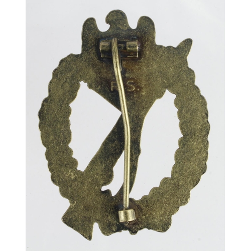 1130 - German 3rd Reich Infantry Assault Badge, maker marked 'R.S.'.