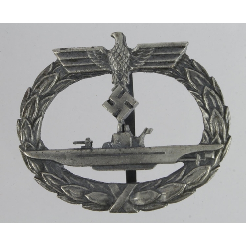 1145 - German 3rd Reich U-Boat Badge, maker marked 'Munchen 9'.