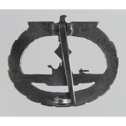 1145 - German 3rd Reich U-Boat Badge, maker marked 'Munchen 9'.