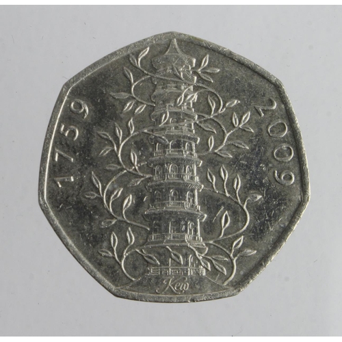 115 - Fifty Pence 2009 Kew Gardens cupro-nickel currency issue, EF small edge nick obverse