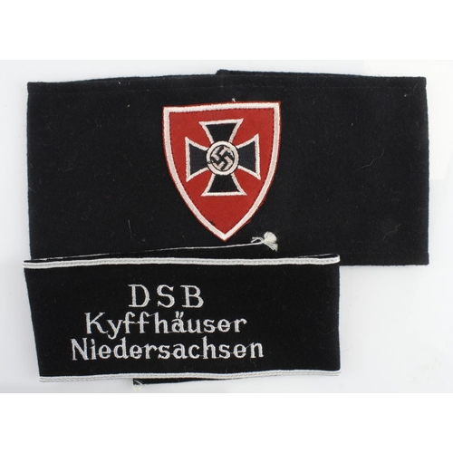 1165 - German DSB KYFFHAUSER veterans arm bands.