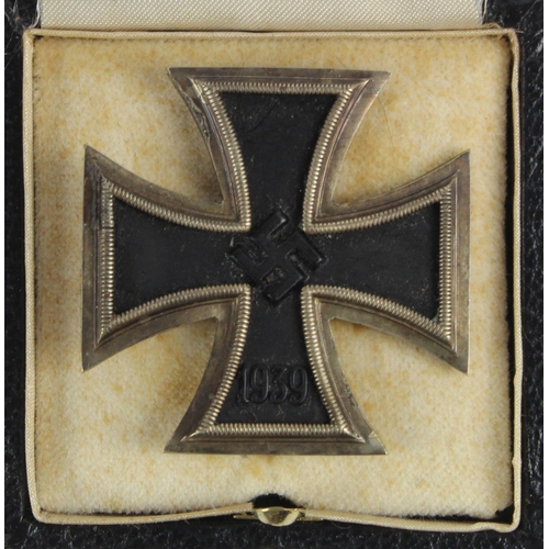 1191 - German Iron Cross 1st class, pin back, maker marked and in fitted case.