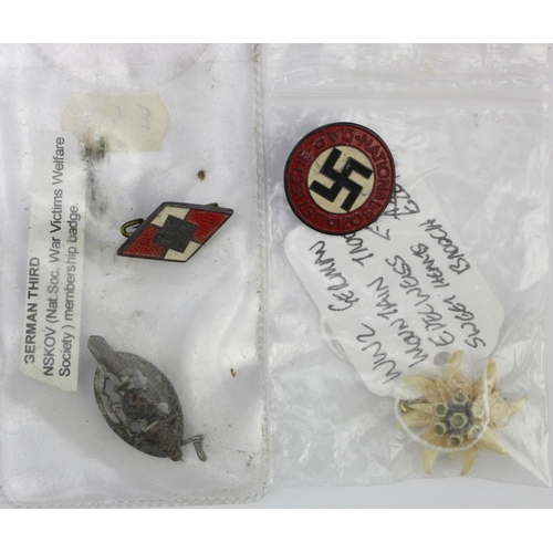 1197 - German Lapel badges NSDAP, Hitler Youth, NSKOV etc.