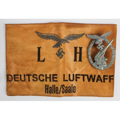 1209 - German Luftwaffe Flak badge and armband.