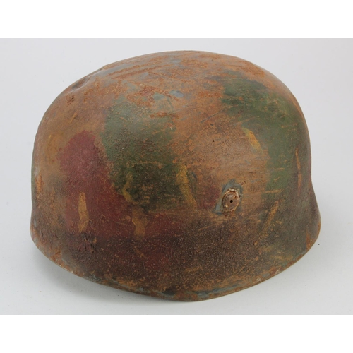 1215 - German Luftwaffe Parachutists helmet with sand & camo finish, complete with liner & chin strap, seve... 