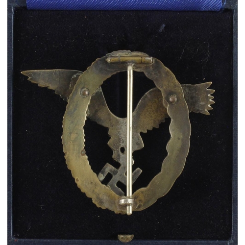 1216 - German Luftwaffe Pilots cased war badge.