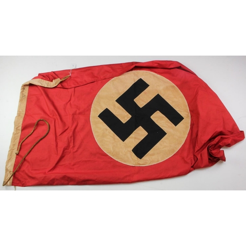 1225 - German NSDAP Party flag, large size, service wear, various stamps to edge inc NSDAP / RZM.