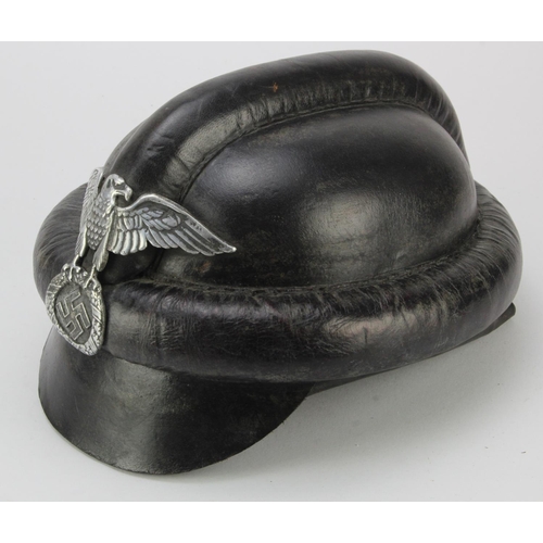 1226 - German NSFK / NSKK Leather type helmet, RZM marked, service wear.