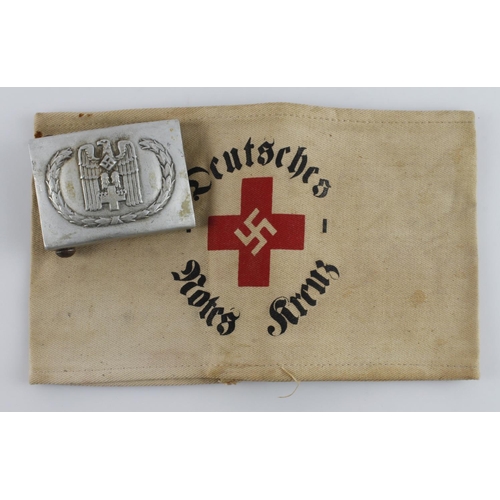 1239 - German Red Deutches Kreuz armband and belt buckle.