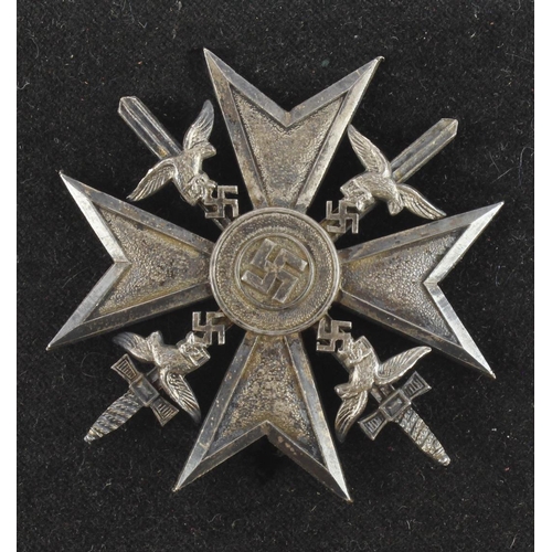 1244 - German Spanish Condor Legion Cross in silver grade with swords in fitted case.