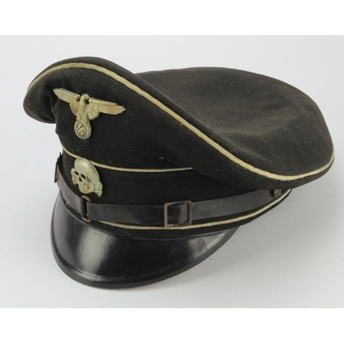 1251 - German SS Black peaked cap, other ranks example, all complete.