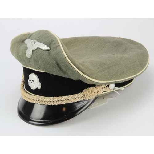 1270 - German Waffen SS Officers peaked cap, minor mothing in places, service wear.