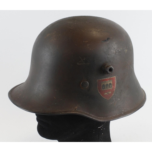 1278 - German WW1 1916 pattern steel helmet relined in WW2 with double decals applied interesting helmet.