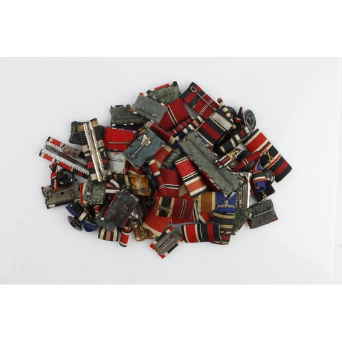 1279 - German WW1 and WW2 ribbon bars, several with clasps etc. Pin back and button fittings  (approx 70)