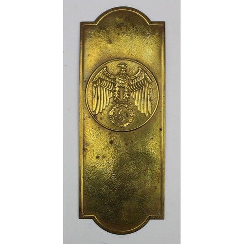 1292 - German WW2 brass Door push plate.