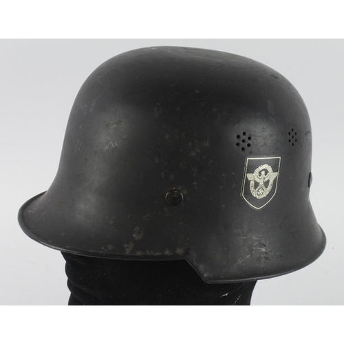 1293 - German WW2 double decal Police helmet with liner size 56, no chinstrap