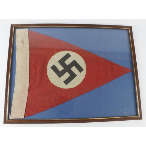 1302 - German WW2 pennant in frame.