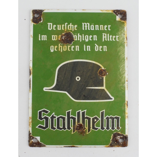 1310 - German WW2 Staghelm enamel plaque.